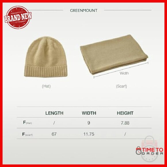 100% Pure Cashmere Beanie & Scarf Set, Winter Gift Box Included main image 4